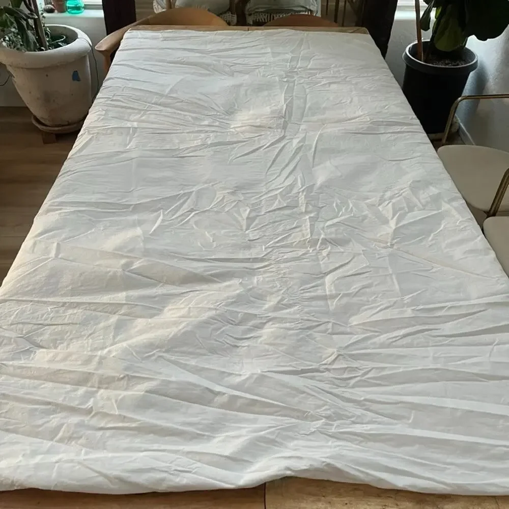 Vintage White Pastel Floral Full Duvet Cover Battenburg Lace Cutouts 100% Cotton